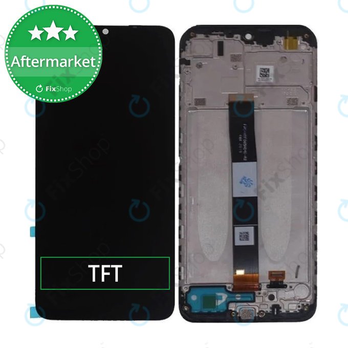 Xiaomi Redmi 9A - LCD Kijelző + Érintőüveg + Keret (Black) TFT