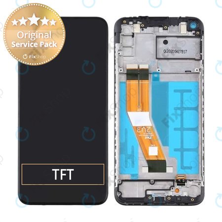 Samsung Galaxy A11 A115F - LCD Kijelző + Érintőüveg + Keret (Black) - GH81-18760A Genuine Service Pack