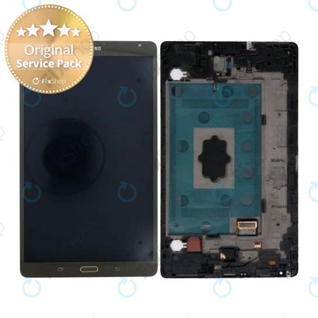 Samsung Galaxy Tab S 8.4 T705 - LCD Kijelző + Érintőüveg + Keret (Titanium Bronze) - GH97-16095B Genuine Service Pack