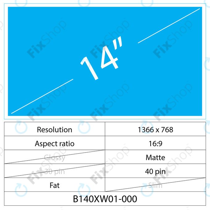 14 LCD Fat Matt LED 40 pin (bal Csatlakozó)