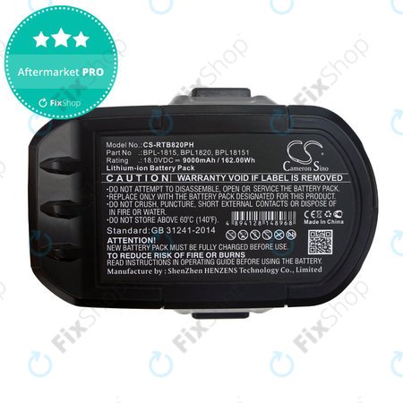 Akkumulátor Ryobi BID1821, CCC, CTR-180l, P200, P600, P730, 9000mAh, Li-Ion, 18V, BPL-1815, HQ