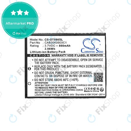 Akkumulátor Alcatel Onetouch, 800mAh, Li-ion, 3.7V, BTR510AB, HQ