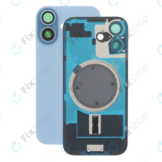 Apple iPhone 17 - Hátsó üveg + Kamera lencse + Fémlemez + Magsafe mágnes (Mist Blue)
