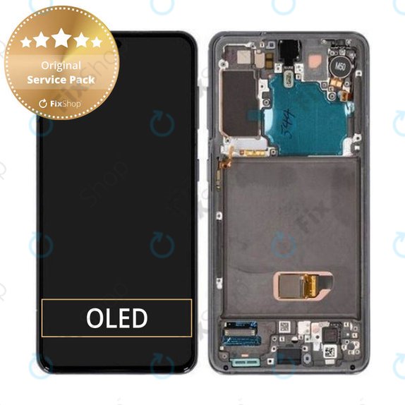Samsung Galaxy S21 G991B - LCD Kijelző + Érintőüveg + Keret (Phantom Gray) - GH82-24544A, GH82-24545A, GH82-27255A Genuine Service Pack