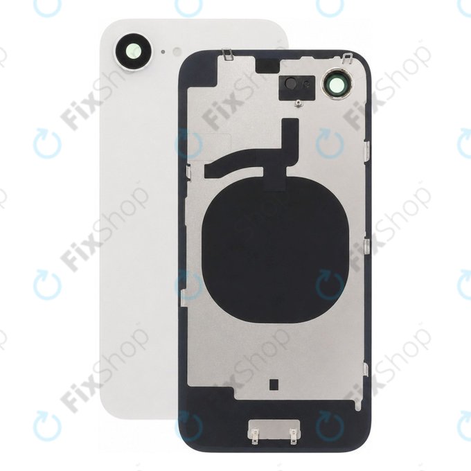 Apple iPhone 16e - Hátsó üveg + Kamera lencse + Fémlemez (White)