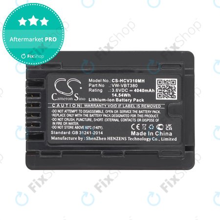 Akkumulátor Panasonic HC-550EB, 4040mAh, Li-Ion, 3.6V, VW-VBT380, HQ