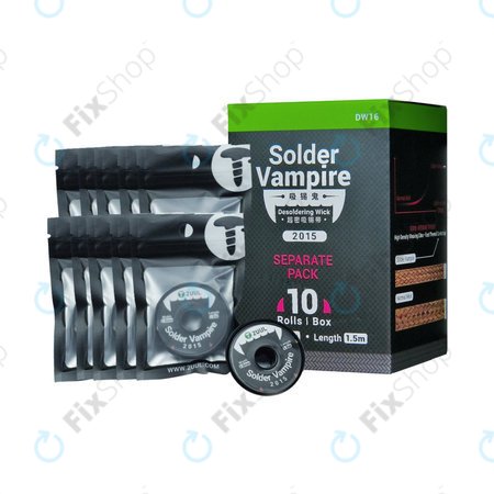 Nagy sűrűségű ónszippantó szalag, Solder Vampire, 2UUL DW16, egyedi csomagolás, 10 tekercs/doboz
