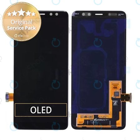 Samsung Galaxy A8 A530F (2018) - LCD Kijelző + Érintőüveg (Black) - GH97-21406A, GH97-21529A Genuine Service Pack