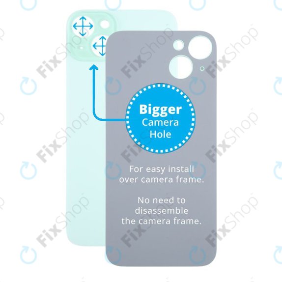 Apple iPhone 15 Plus - Hátsó Ház Üveg Nagyobb Kamera Nyílással (Green)