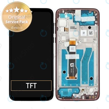 Motorola Moto G8 Plus - LCD Kijelző + Érintőüveg + Keret (Dark Red) - 5D68C15529 Genuine Service Pack