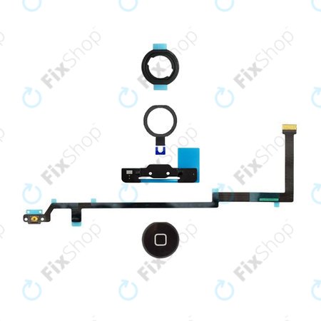Apple iPad Air - Home/Kezdőlap gomb + Flex Kábelek + Tartó + műanyag Krúžok + Tömítés (Black)