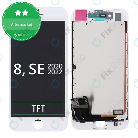 Kijelző iPhone 8, SE (2020), SE (2022), White, Érintőüveg kerettel