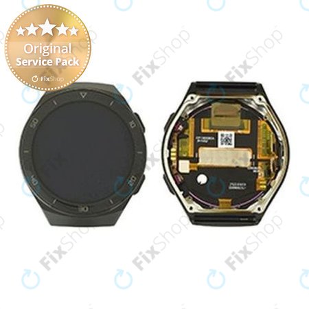 Huawei Watch GT2e Hector-B19R - LCD Kijelző + Érintőüveg + Keret (Graphite Black) - 02353MSK Genuine Service Pack