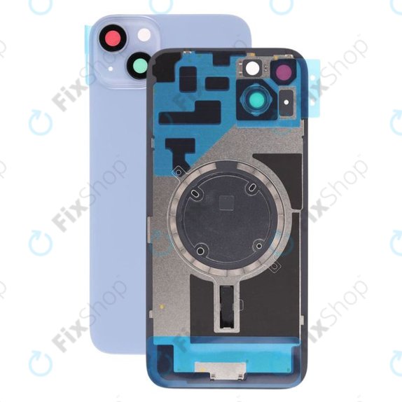 Apple iPhone 14 Plus - Hátsó üveg + Kamera lencse + Fémlemez + Magsafe mágnes (Blue)