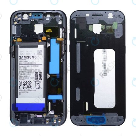 Samsung Galaxy A5 A520F (2017) - Középső Keret + Akkumulátor (Fekete) - GH82-13664A