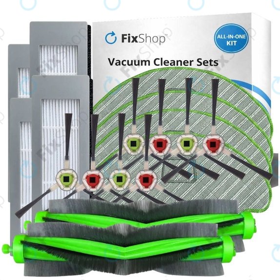 Pótalkatrész készlet iRobot Roomba Combo 1138, Ecovacs Deebot Ozmo 930 robotporszívóhoz (2x Főkefék, 4x Szűrők, 4 pár oldalkefe, 4x Felmosókendők)
