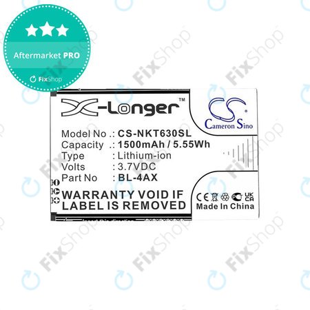 Akkumulátor Nokia 6300 4G, Nokia 8000 4G, 1500mAh, Li-Ion, 3.7V, BL-4AX, HQ