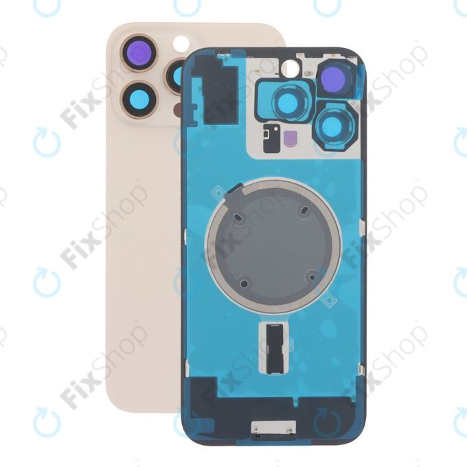 Apple iPhone 16 Pro Max - Hátsó üveg + Kamera lencse + Fémlemez + Magsafe mágnes (Desert Titanium)