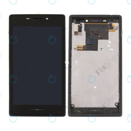 Sony Xperia M2 D2303 S50h - LCD Kijelző + Érintőüveg + Keret (Fekete) - 78P7120001N