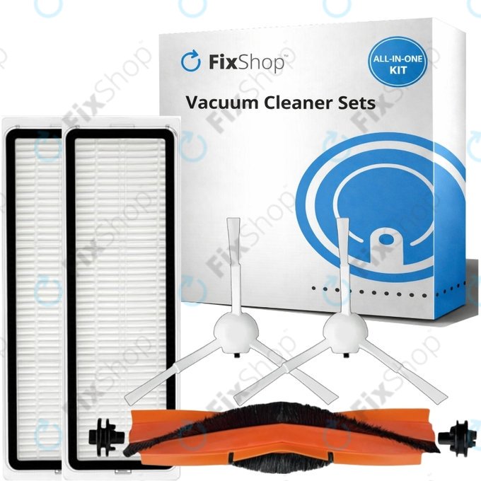 Pótalkatrész készlet Xiaomi Mi Robot Vacuum S20+, S10+, X20+, X10+ (1x Főkefe, 2x Szűrő, 2x Oldalkefe – fehér)