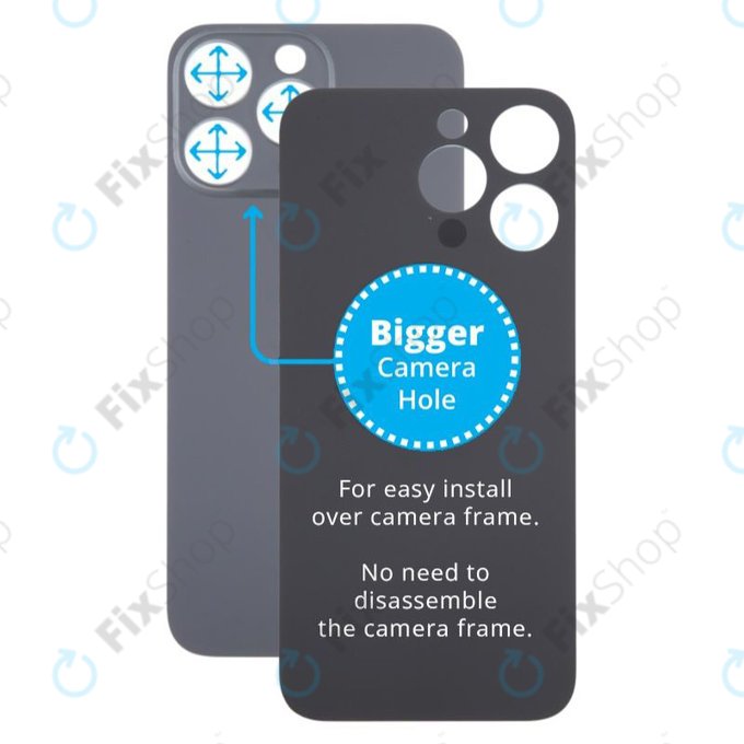 Apple iPhone 15 Pro Max - Hátsó Ház Üveg Nagyobb Kamera Nyílással (Black Titanium)