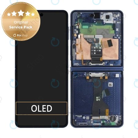 Samsung Galaxy Z Flip 7 F766B - LCD Kijelző + Érintőüveg + Keret (Blue Shadow) - GH82-37581A Genuine Service Pack