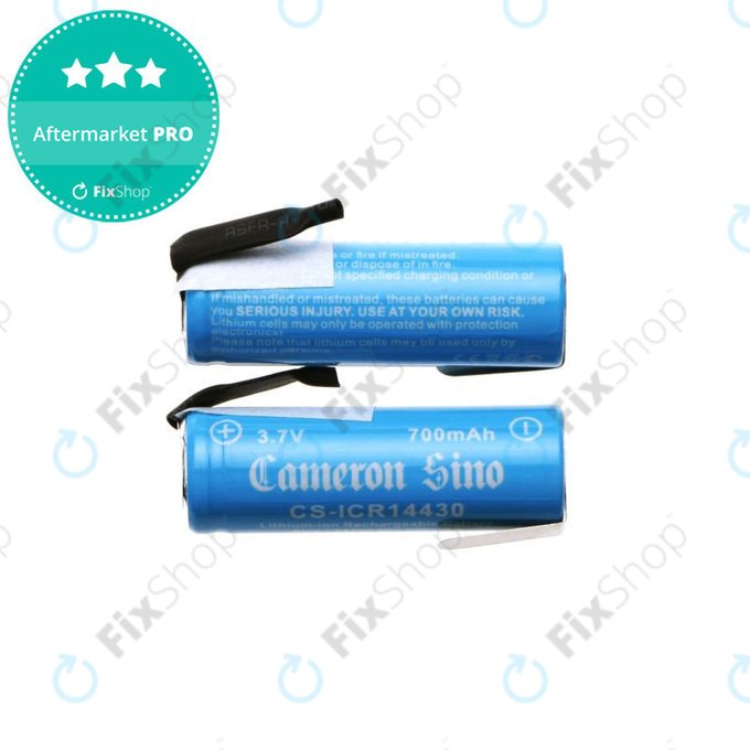 Akkumulátor 14430 szerelőlemezekkel, 650mAh, Li-Ion, 3.7V, HQ