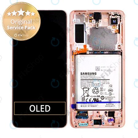 Samsung Galaxy S21 Plus G996B - LCD Kijelző + Érintőüveg + Keret + Akkumulátor (Phantom Violet) - GH82-24555B, GH82-24744B, GH82-24505B Genuine Service Pack