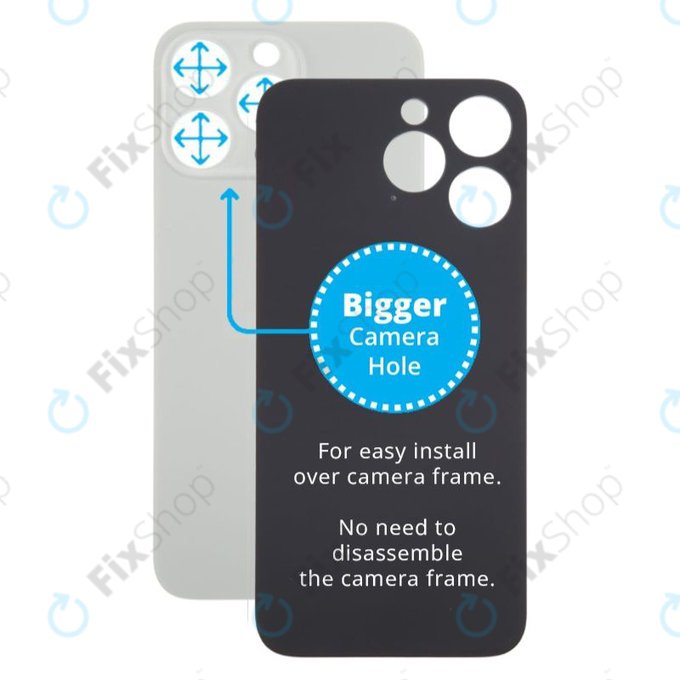 Apple iPhone 15 Pro Max - Hátsó Ház Üveg Nagyobb Kamera Nyílással (Natural Titanium)