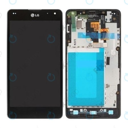 LG Optimus G E975 - LCD Kijelző + Érintőüveg + Keret (Fekete) - ACQ86366901 Eredeti
