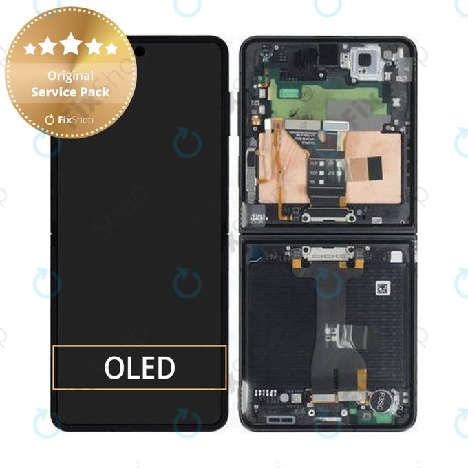 Samsung Galaxy Z Flip 7 F766B - LCD Kijelző + Érintőüveg + Keret (Jetblack) - GH82-37581C Genuine Service Pack