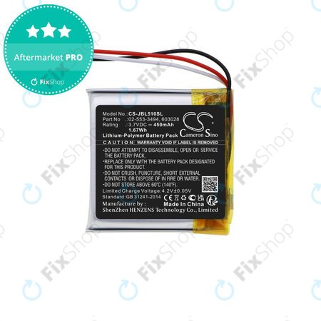 Akkumulátor JBL Tune 510BT, 450mAh, Li-Pol, 3.7V, 02-553-3494, HQ