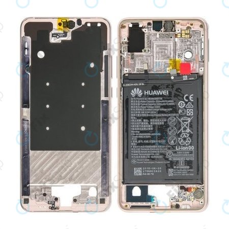 Huawei P20 - Középső Keret + Akkumulátor (Rózsaszín) - 02351VTP, 02351WKK