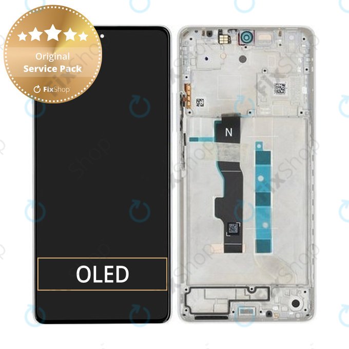 Xiaomi Redmi Note 13 5G 2312DRAABC - LCD Kijelző + Érintőüveg + Keret (Arctic White) - 5600040N1700 Genuine Service Pack