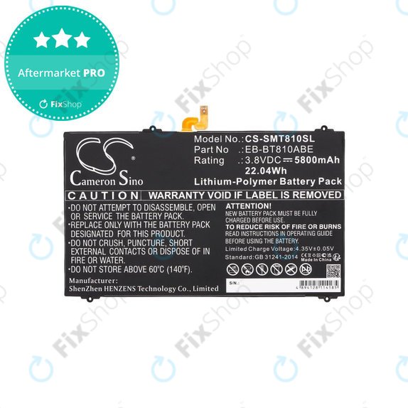 Akkumulátor Samsung Galaxy Tab S2, 5800mAh, Li-Pol, 3.8V, EB-BT810ABE, HQ