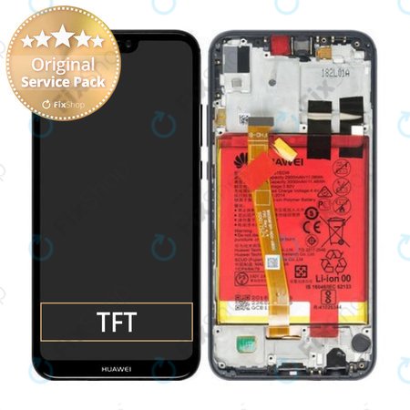 Huawei P20 Lite - LCD Kijelző + Érintőüveg + Keret + Akkumulátor (Midnight Black) - 02351XTY, 02351VPR