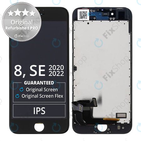 Apple iPhone 8, SE (2020), SE (2022) - LCD Kijelző + Érintőüveg + Keret (Black) Original Refurbished PRO