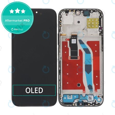 Honor 200 Lite - LCD Kijelző + Érintőüveg + Keret (Midnight Black) OLED