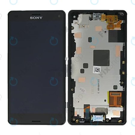 Sony Xperia Z3 Compact D5803 - LCD Kijelző + Érintőüveg + Keret (Fekete) - 1289-2667