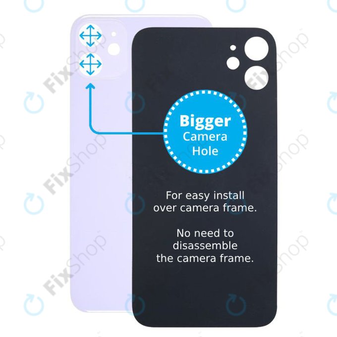 Apple iPhone 11 - Hátsó Ház Üveg Nagyobb Kamera Nyílással (Purple)