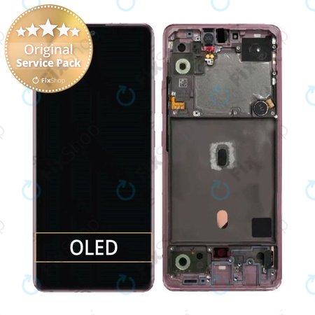 Samsung Galaxy A51 5G A516B - LCD Kijelző + Érintőüveg + Keret (Prism Cube Pink) - GH82-23100C, GH82-23124C Genuine Service Pack