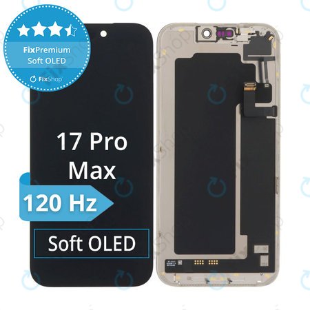 Kijelző Soft OLED 120Hz iPhone 17 Pro Max - Érintőüveg + Keret, DIAGNOSTIC