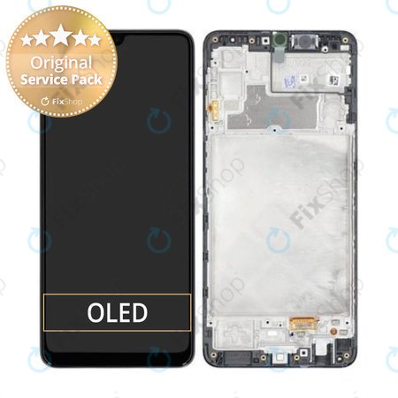 Samsung Galaxy M22 M225F - LCD Kijelző + Érintőüveg + Keret (Black) - GH82-26153A, GH82-26866A Genuine Service Pack