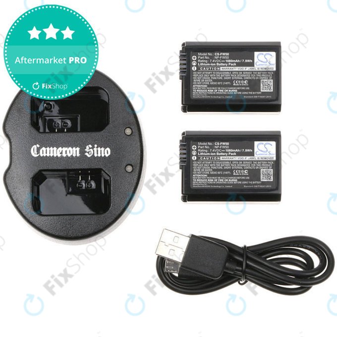 2 db Akkumulátor töltővelSony NEX-5, Alpha 7, NEX-7, 1030mAh, Li-Ion, 7.4V, NP-FW50, HQ