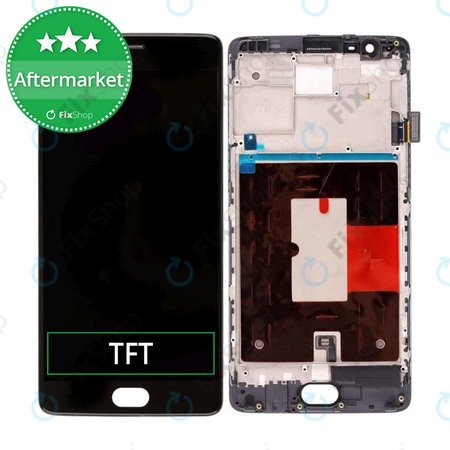 OnePlus 3T - LCD Kijelző + Érintőüveg + Keret (Black) TFT