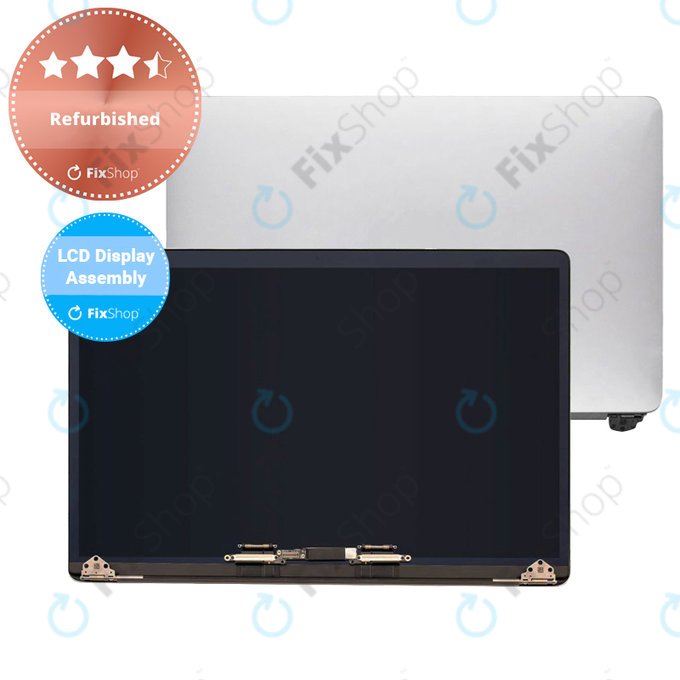 Apple MacBook Pro 15" A1990 (2018 - 2019) - LCD Kijelző + Előlapi Üveg + Fedőlap (Silver) Refurbished
