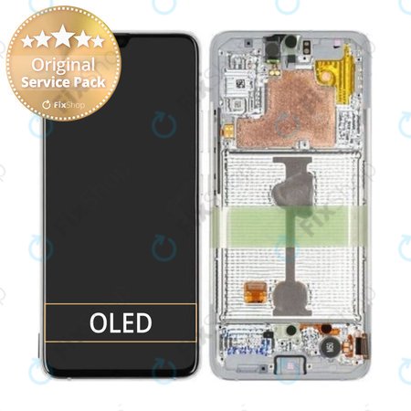 Samsung Galaxy A90 A908F - LCD Kijelző + Érintőüveg + Keret (White) - GH82-21092B Genuine Service Pack