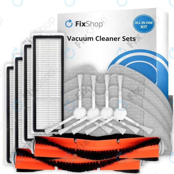Pótalkatrész készletXiaomi Mi Robot Vacuum Mop (Mijia 1C), 2 (Mijia 2C) 2 Pro+ (Mijia 1T) (2x Főkefe, 4x Szűrő, 4x Oldalkefe, 4x Felmosórongy)