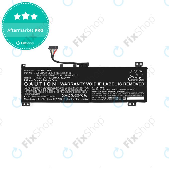 Akkumulátor Lenovo IdeaPad Gaming 3, 3750mAh, Li-Pol, 11.52V, L20C3PC2, HQ