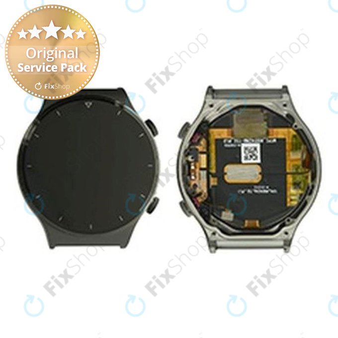 Huawei Watch GT 2 Pro Vidar-B19 - LCD Kijelző + Érintőüveg + Keret (Night Black) - 02353VUA Genuine Service Pack
